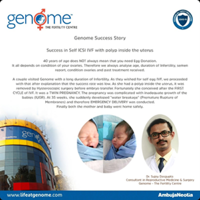 Success in Self ICSI IVF with polyp inside the uterus