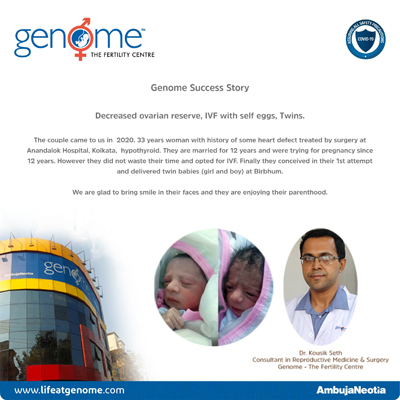 Decreased ovarian reserve, IVF with self eggs, Twins